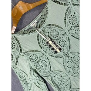 NWT Ultra Pink Lace Top Crochet Floral Bell Sleeve Womens Size M Boho Sheer Sexy